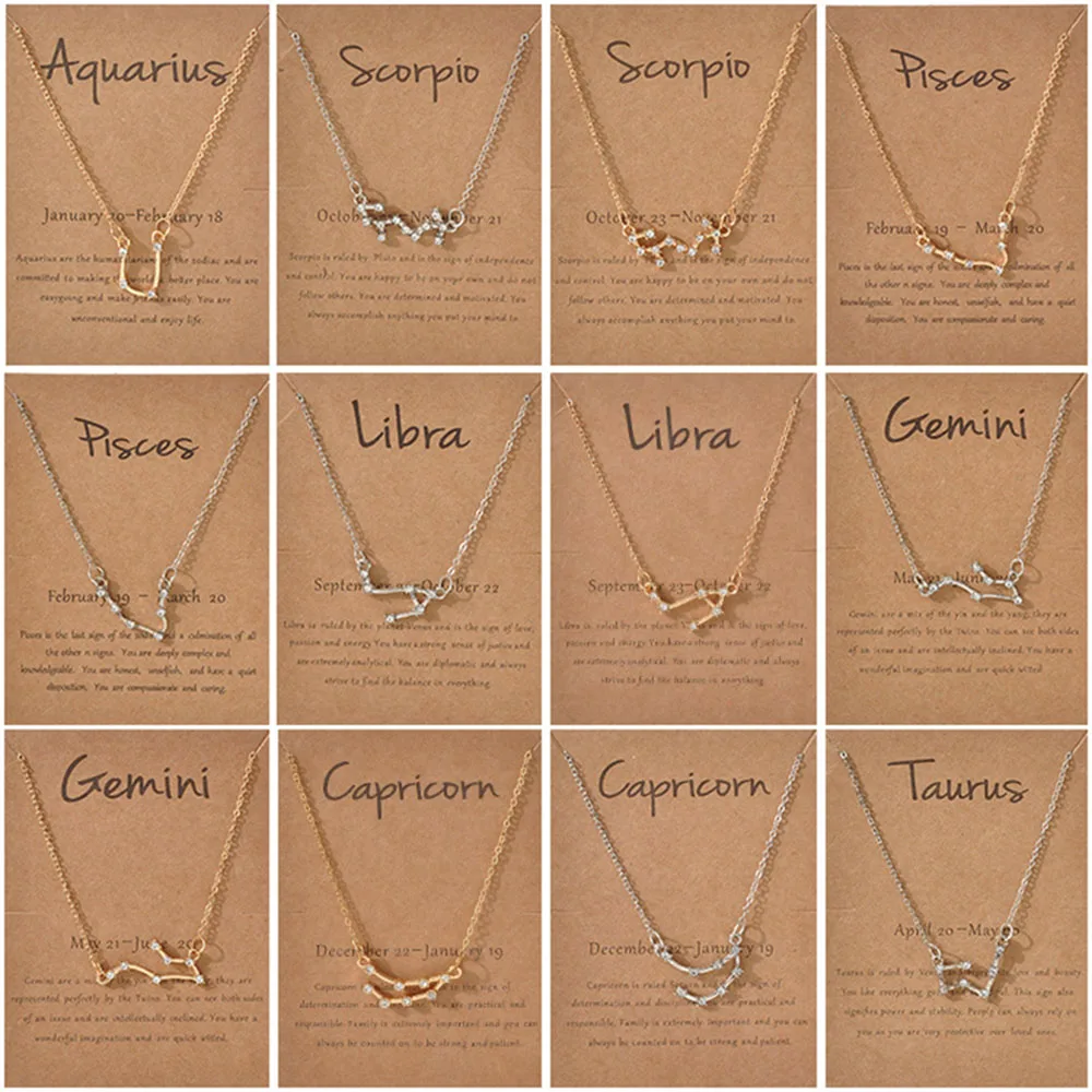 

Cardboard Star Zodiac Sign 12 Constellation Bracelet Crystal Charm Gold Color Chain Bracelet for Women Birthday Jewelry Gifts