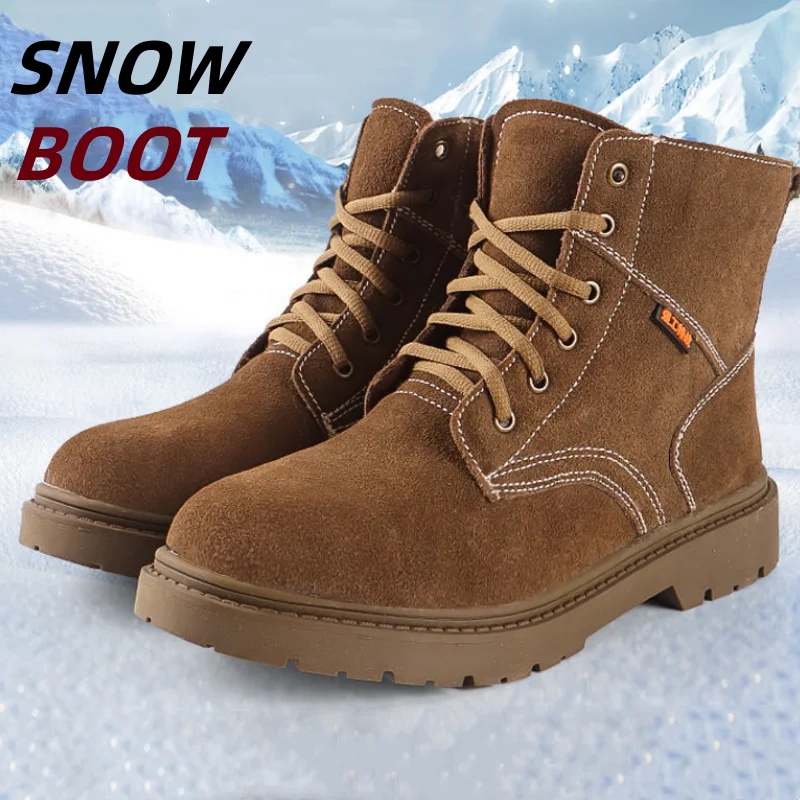 

Sshooer Men's Snow Boots Warm Wool Fur Soft Plush Winter Boot Outdoor Hiking Walking Working Shoes Anti-skid Wear-resistant Shoe