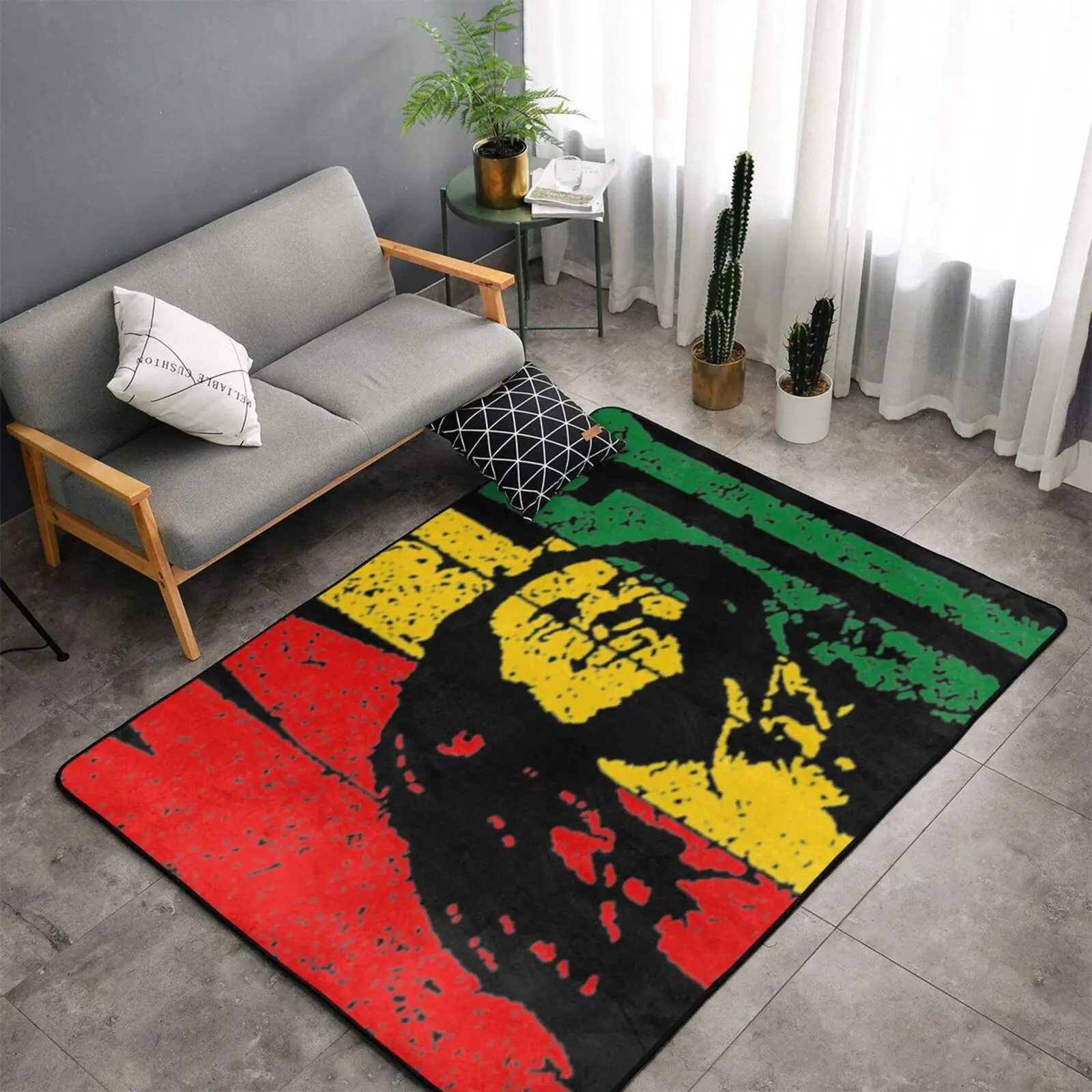 

Винтажный потертый японский ковер Bob Marley, коврик для ног, эстетический Коврик для двери, коврик для прихожей, ковер для гостиной, мужской дли...