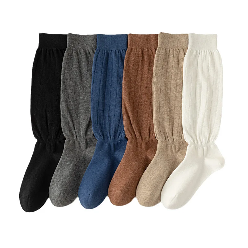 

Leg Socks Female Solid Color Loose Stockings Stovepipe Socks Cotton