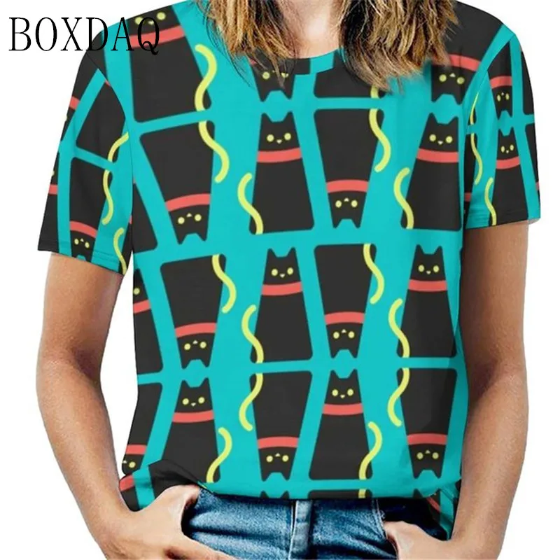 

Футболка с забавным черным котом, желтый хвост с принтом, хип-хоп, большие футболки, уличная одежда с короткими рукавами, топы, футболки, женс...