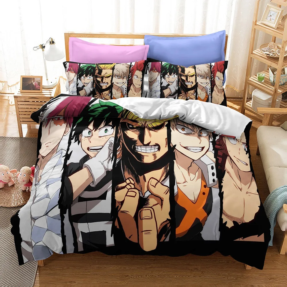 

Anime My Hero Academia Duvet Cover Comforter Sets Cartoon Bedding Set Kid Midoriya Izuku Bakugou Figures Double Sheet Bedspreads