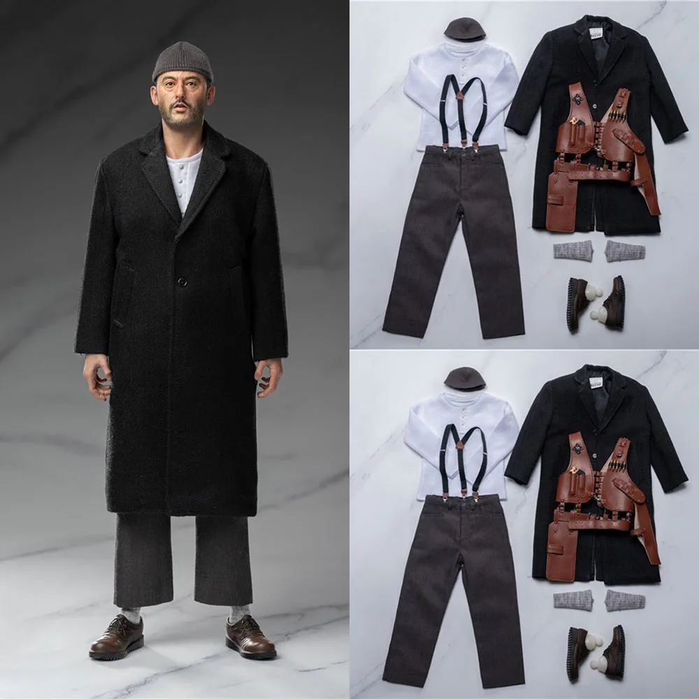 

TOPO TP004 1/6 Leon Jean Reno Gentle Killer Agent Cosplay Suit Suspender Hat Coat Boots For 12Inch Men Soldier Action Figure Toy