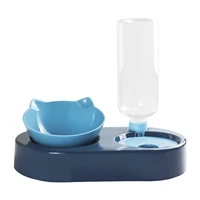 cat food and water bowl set cat bowl with stand interactive food dispenser and drinking bowl set movable feeding watering bowls