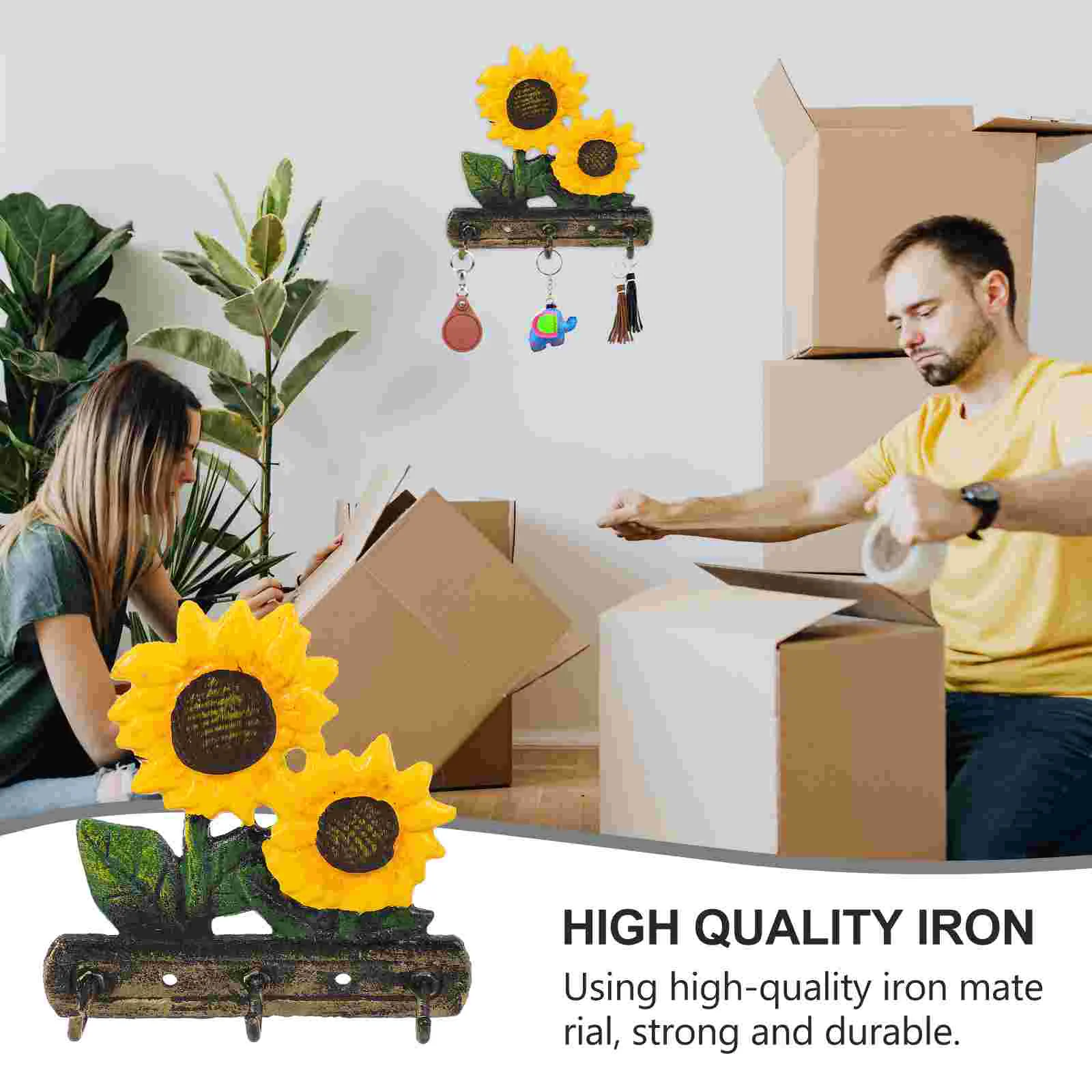 Крючок подсолнуха брелок для передней двери вешалка кольцо сумка из кованого
