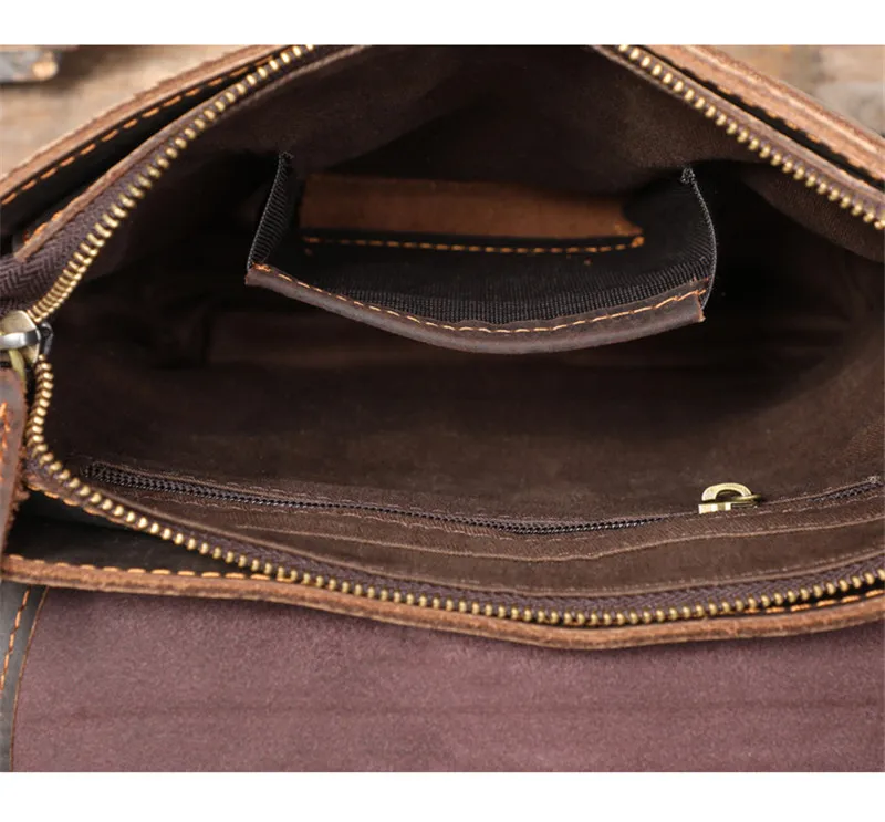 Vintage high-quality natural crazy horse cowhide men's shoulder bag outdoor casual daily work genuine leather messenger bag