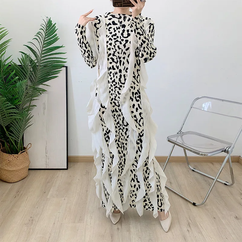 Плиссированное платье Miyake новинка весны 2025 длинное во французском стиле ретро в