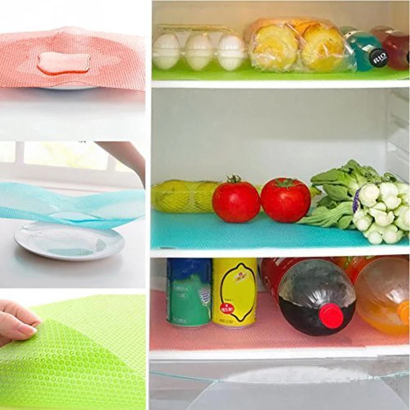 

Stylish Refrigerator Mat 4Pcs Reused Waterproof Pad Kitchen Washed Cabinet Mat Vegetable Fruit Moisture Mildew Proof Table Mat