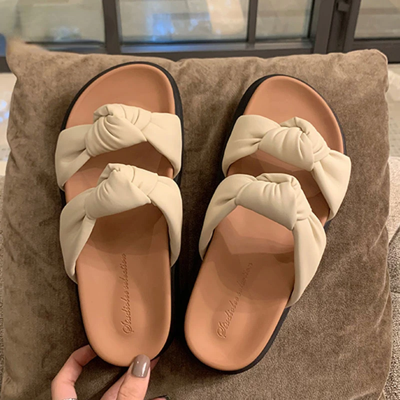 

Тапки женские на плоской подошве, с бантом, Нескользящие, 40