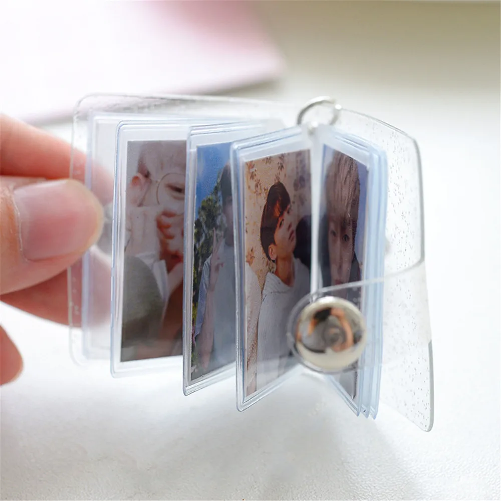 

16 Pockets Photo Album for Mini Photo Sticker Photocard Binder Card Holder Photos Holder Portable Key Chain Mini Photo Album
