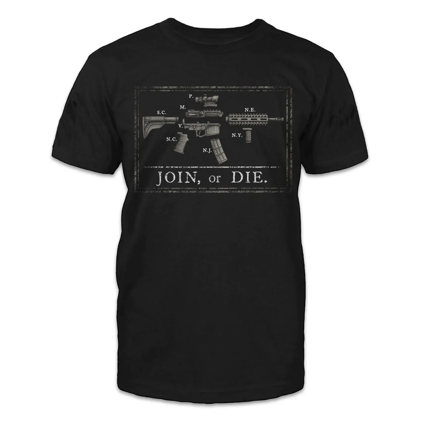 Meaningful AR-15 Rifle &quotJoin or Die&quot T-Shirt 100% Cotton O-Neck Summer Short Sleeve Casual Mens T-shirt Size S-3XL