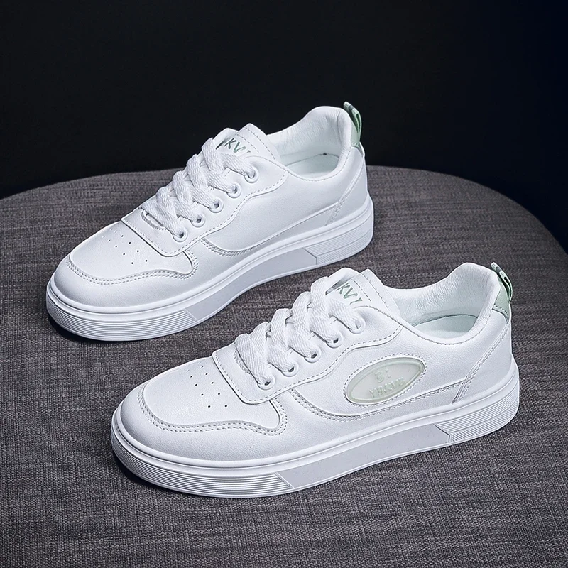 Кроссовки женские универсальные из ПУ кожи на шнуровке