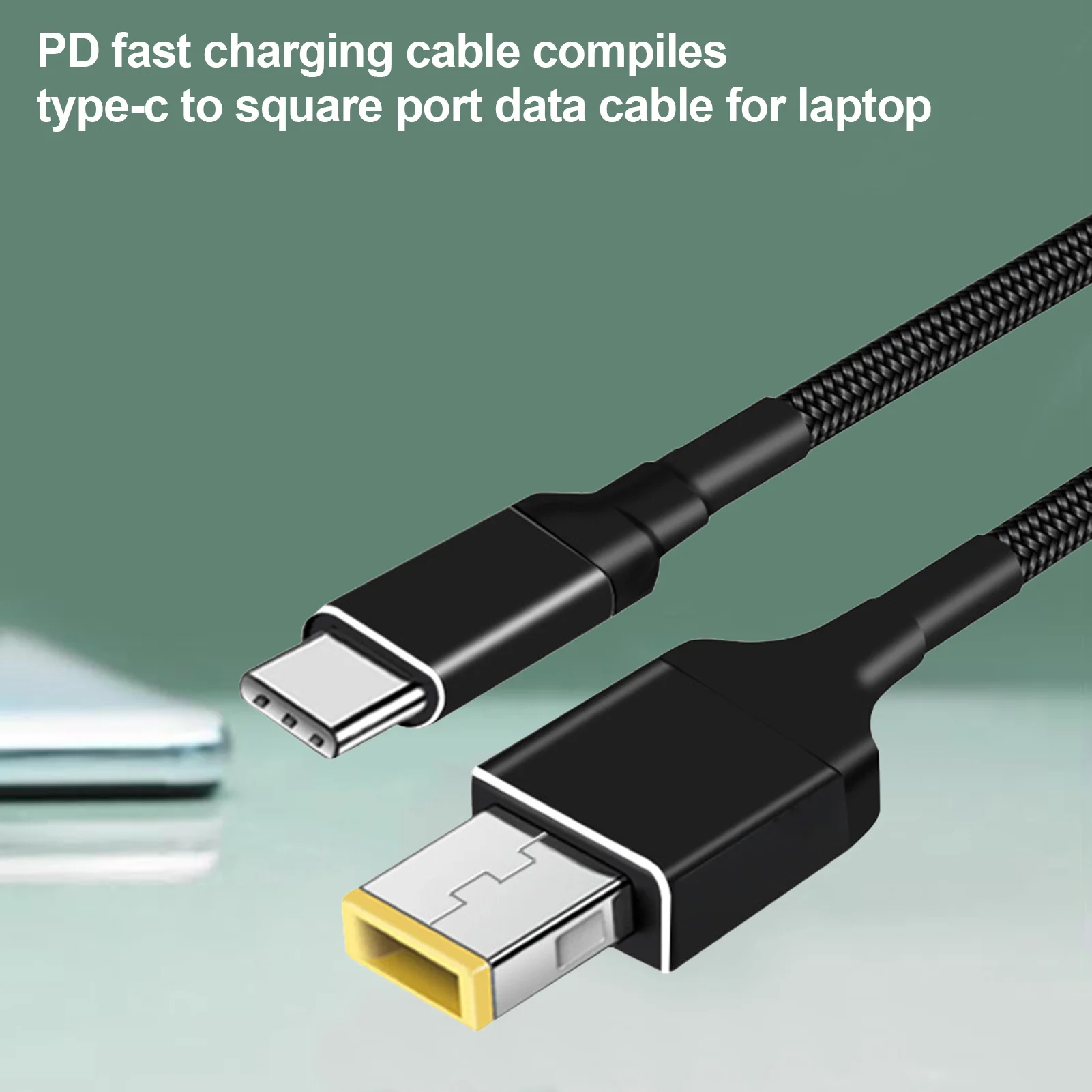 100W USBC To USB Slim Square Tip Cable Type-C PD Charger Power Cord ForLenovo Laptop 65w 90w Yoga 2 Pro 13 Thinkpad 1.8m - купить по