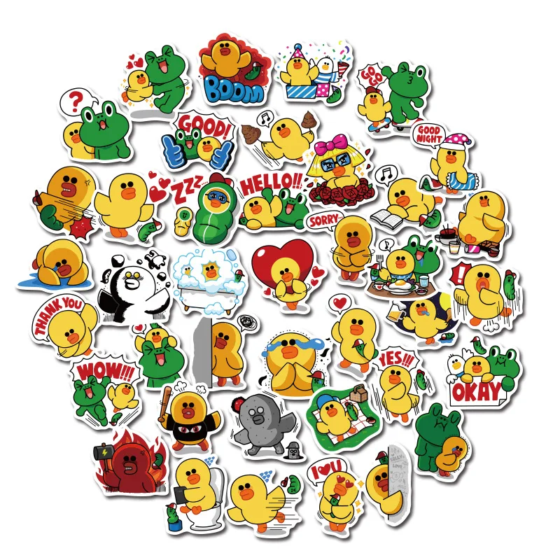 

10/40Pcs Lovely Duckling and Frog Stickers Suitcase Skateboard Laptop Luggage Phone Cartoon Cute Stickers Decal Kids Gift Toy