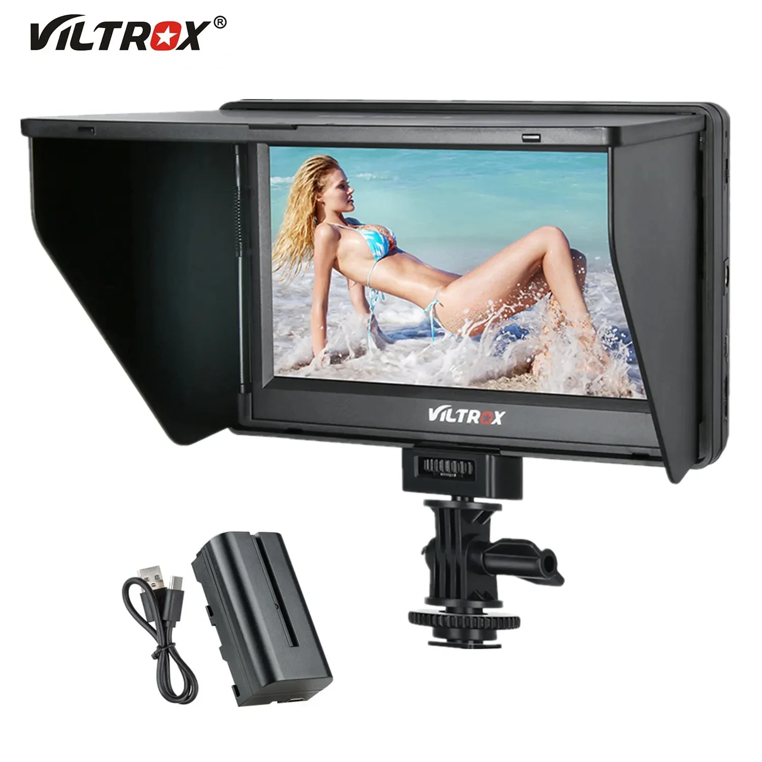 Фото 7-дюймовый монитор Viltrox DC-70 II для DSLR-камер, LCD-дисплей, видеоассистент, 4K, HDMI, HD AV-вход, с батареей для камеры №1