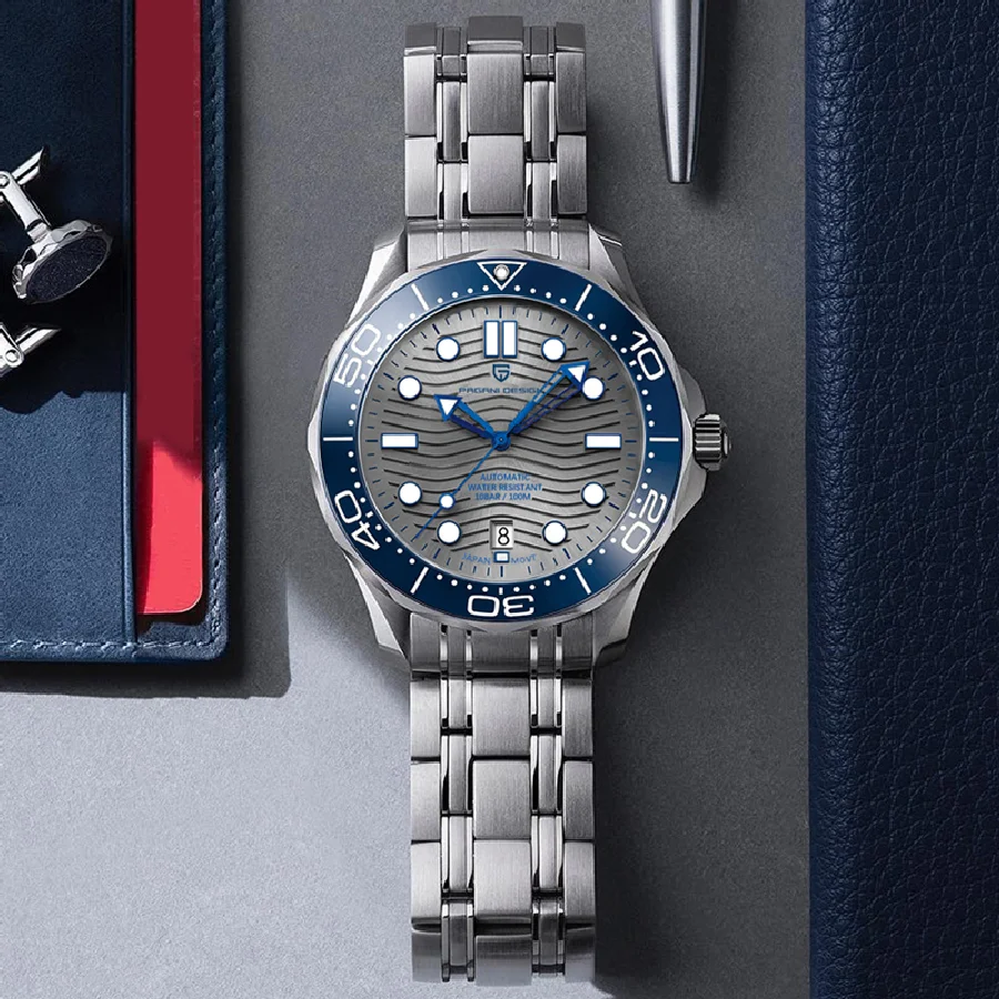 

2022 New PAGANI DESIGN Wave Men Mechanical watch Luxury Automatic Watch for men NH35 Sapphire crystal Dive wristwatch clock man