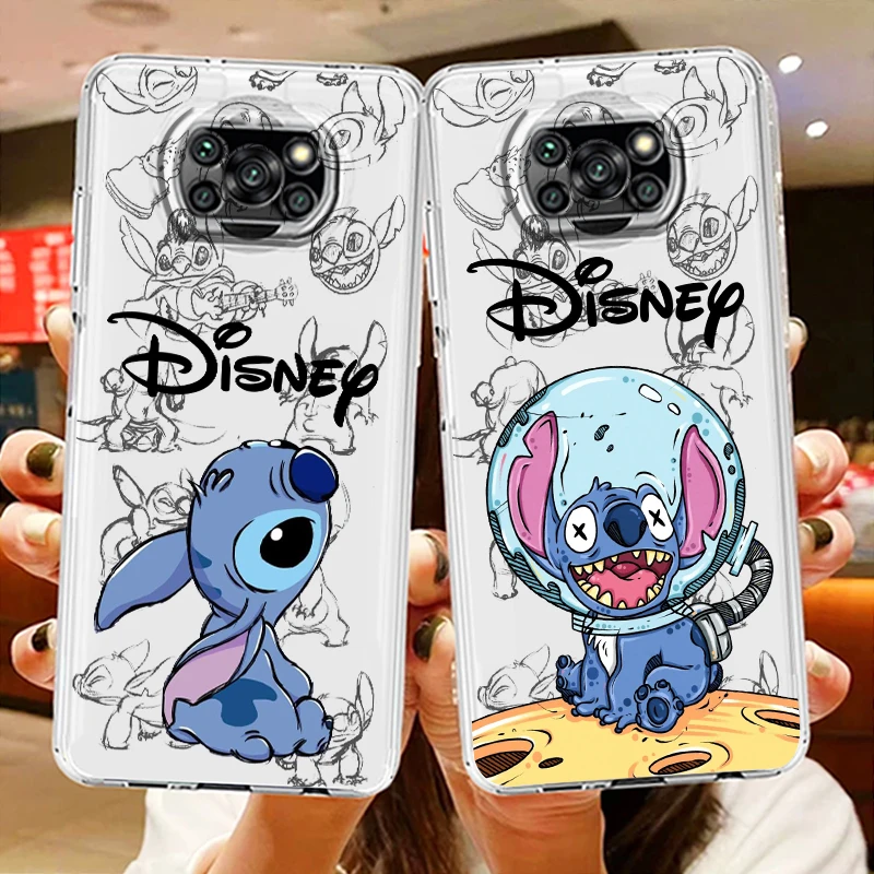 

Lilo Stitch Baby Cute Transparent Phone Case For Xiaomi Mi Poco X5 X4 X3 NFC F4 F3 GT M5s M4 M3 Pro C55 C50 5G