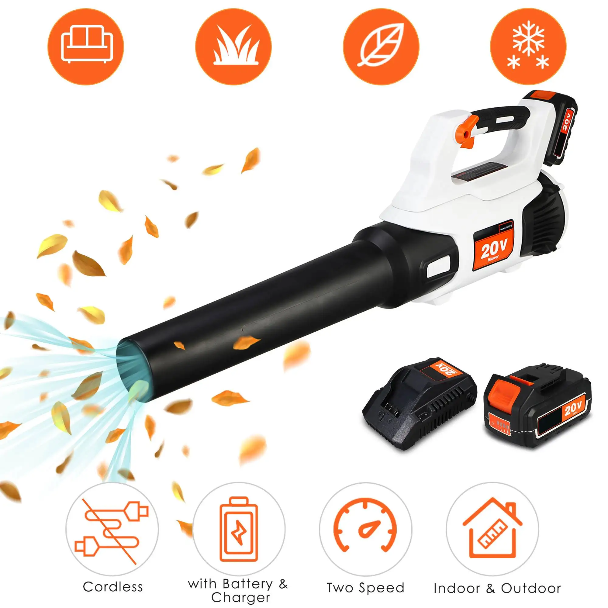 

20V 380CFM Brushless Cordless Leaf Blower With 4.0Ah Lithium Battery Home Garden Leaves Dust Cleaning Dust Collector Power Tools