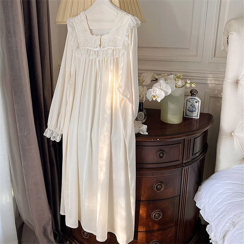 

Nightgown Cotton Retro Nightdress Romantic Women Girl Sleepwear