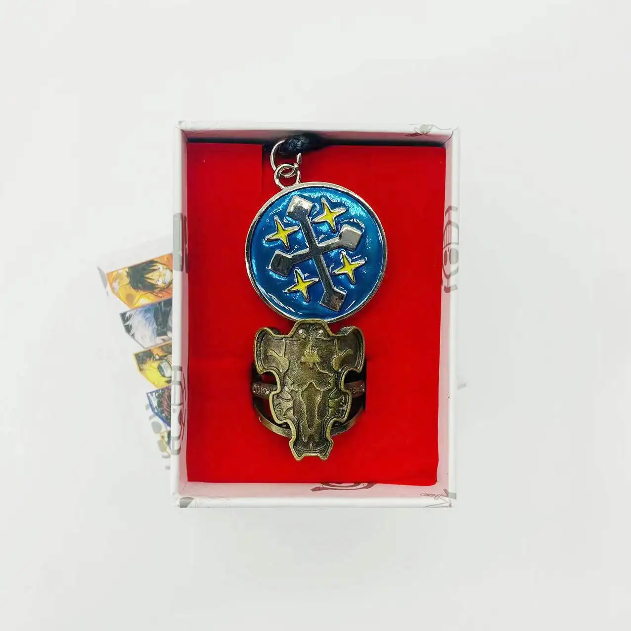 2 шт./лот Аниме Черный клевер металлическое ожерелье кольцо на палец Косплей