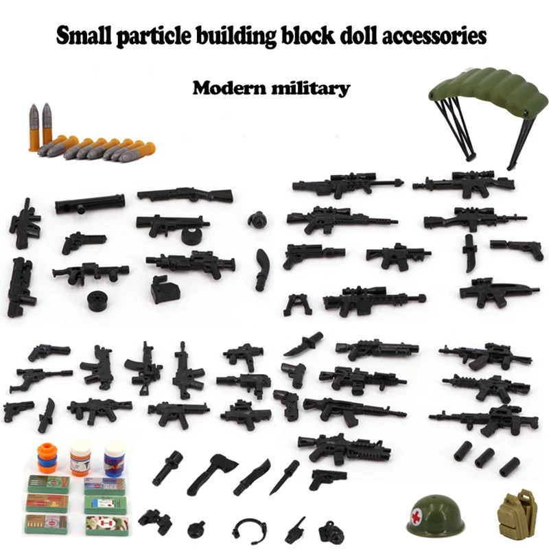

62 types Military third-party minifigure weapon accessories plastic parts weapon pack boys assembling building blocks toys gift