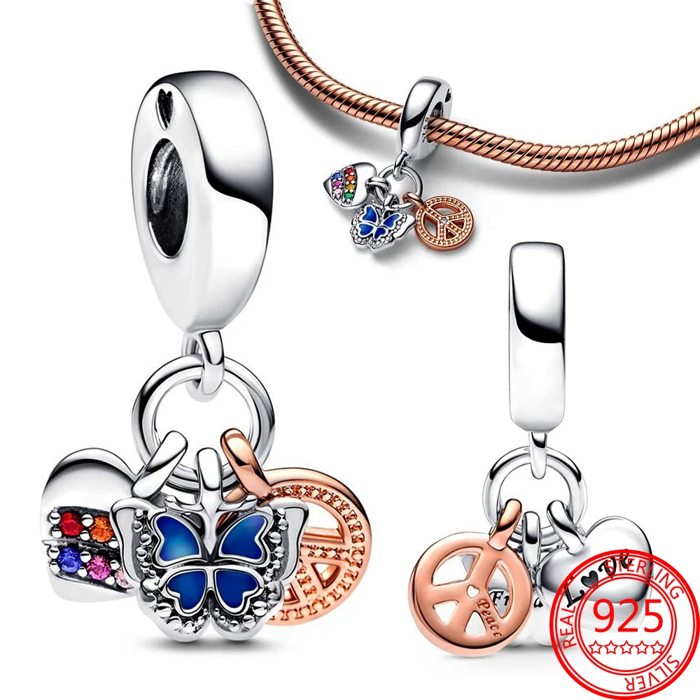 

Браслет Pandora женский из серебра 925 пробы, двухцветный, с радужным сердцем