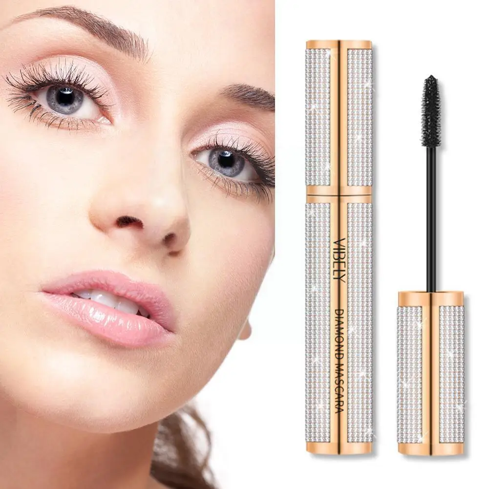 

4D Diamond Silk Fiber Lash Mascara Waterproof Long Lasting Mascara For Eyelash Extension Black Volume Fast Dry Thick T7Y3
