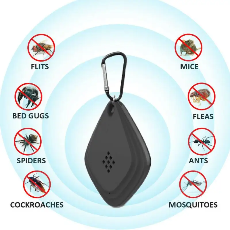 

2PCS Insect Repeller USB Charging Broad Utility Portable Ultrasonic Repeller Low Noise with Carabiner for Camping