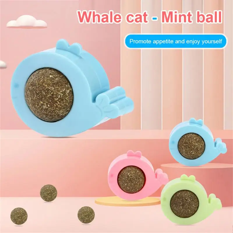 

Cleaning Ball Catnip Wall Pet Teeth Whale-shaped Improve Ball Mint Sticker Cat Cat Toys Treats Toys Rotating Appetite Ball
