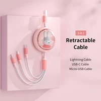 miffy retractable charging cable 3 in 1 usb c cable for iphone 13 12 charger usb type c fast charging for macbook samsung xiaomi