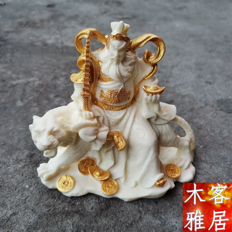

Ivory Nut Zhao Gongming Statue Decoration Riding a Tiger God of War and Wealth Buddha Statue Five Gods of Wealth Home Worship Fo