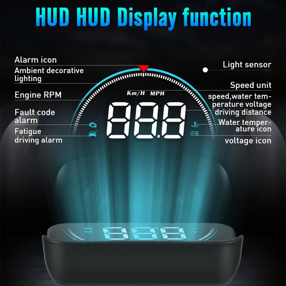 

Auto M8 HUD Head Up Display OBD 2 II Car Hud Speedometer Car Projetor With Water Temperature Overspeed Alarm Clear Fault Code