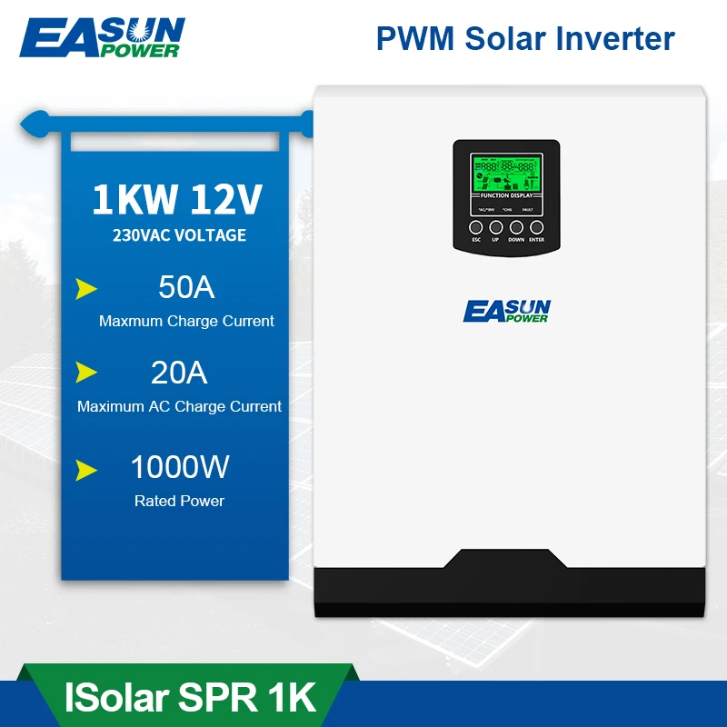 

EASUN POWER 1KW Off Grid Solar Inverter Pure Sine Wave 12v 220v 1000W Built-in PWM 50A Solar Charge Controller For Home Use
