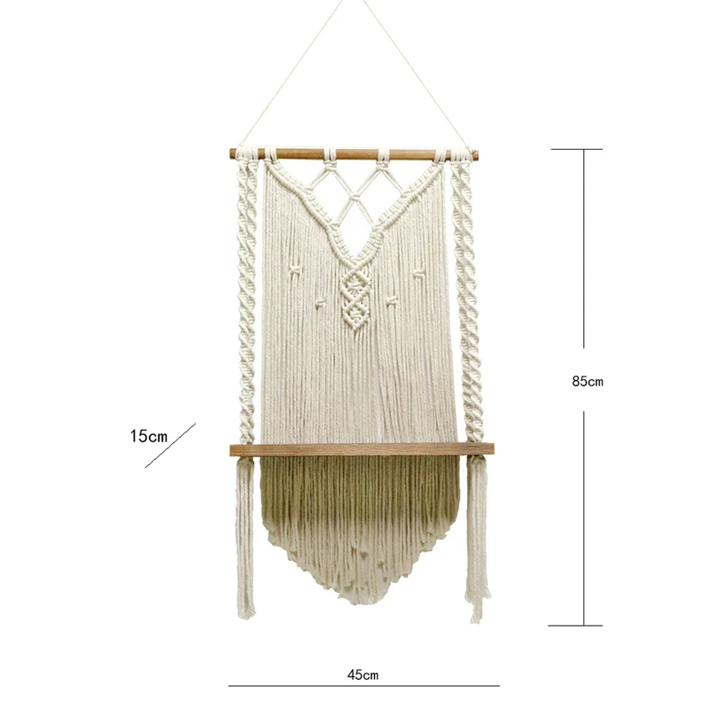 

Настенная подвесная полка Макраме-декор в стиле бохо-плавающие полки для горшка для растений, 1 яруса полки для стен и домашнего декора