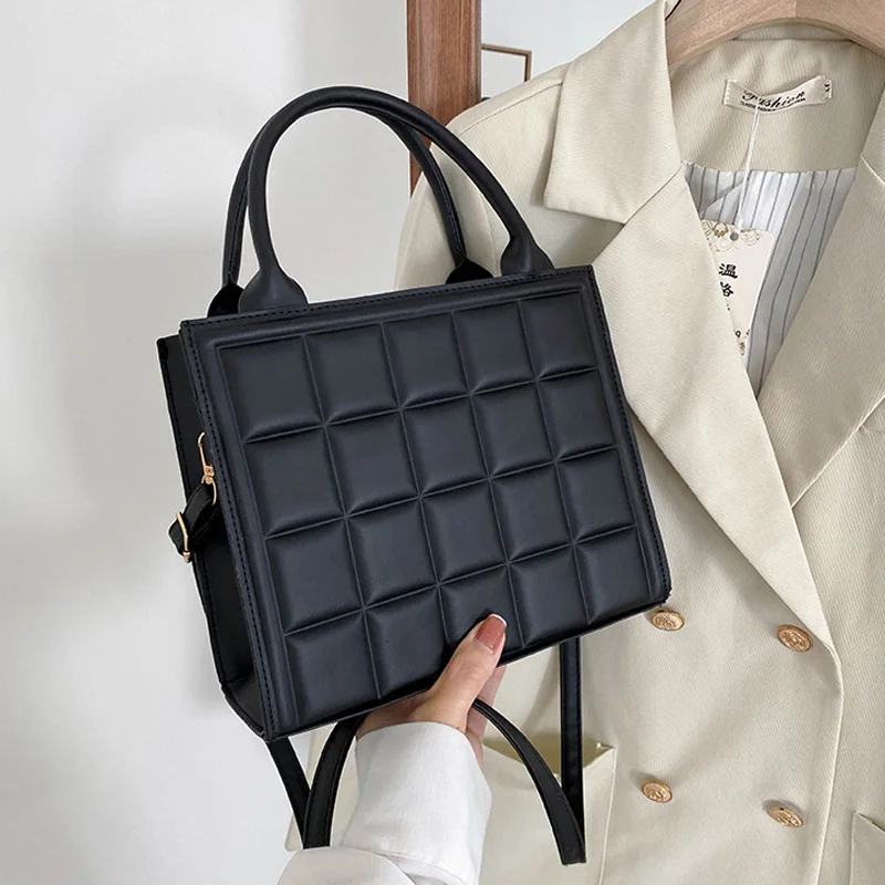 New Luxury Handbags Designer Women Shoulder Bag Fashion Plaid PU Leather Crossbody Bags Square Small Top-handle Bags Tote