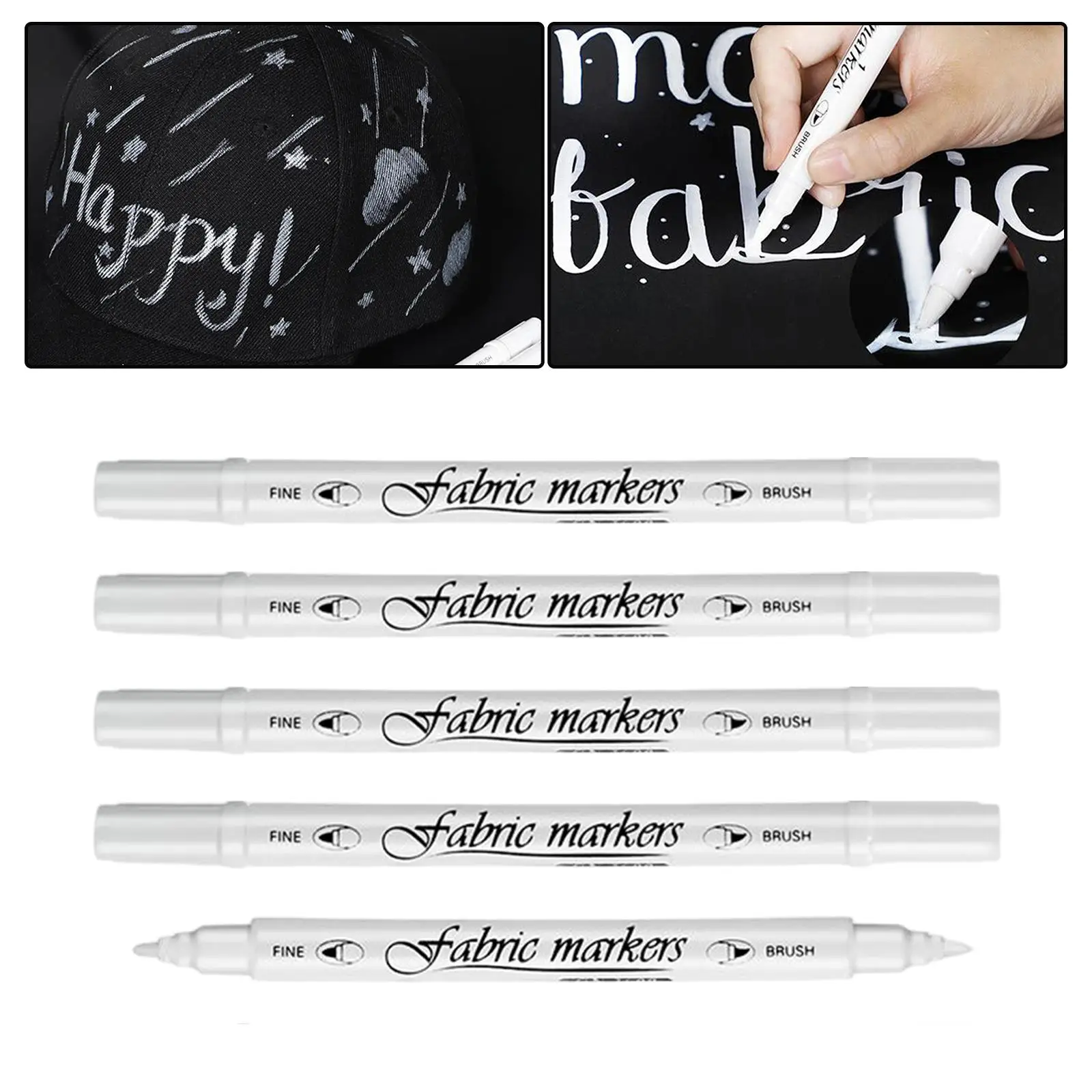

5Pcs Oily White Marker Pen DIY Double Head Pen Waterproof Art Paint Pen Painting Metal Ceramic Garment Writing