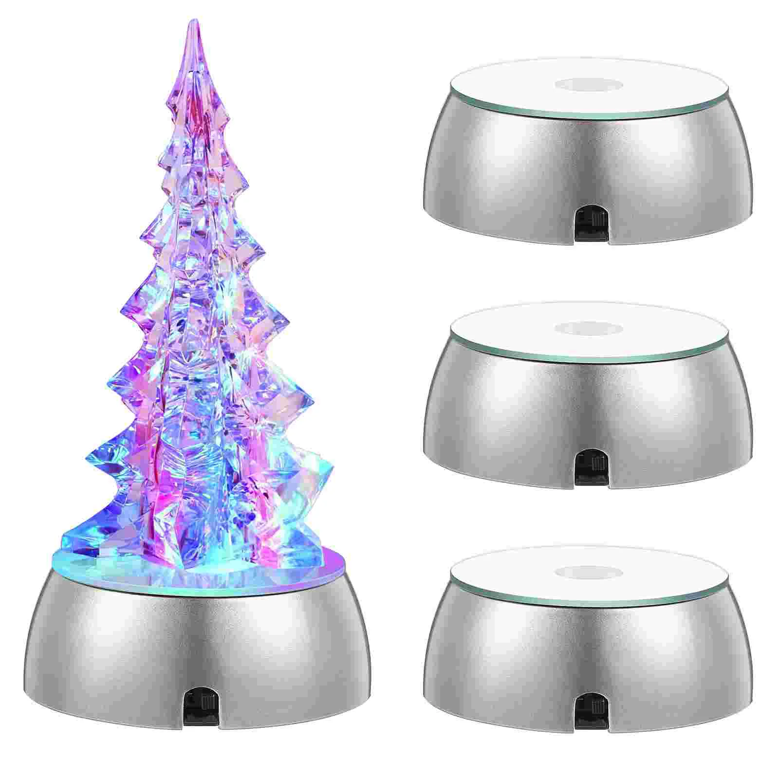 

4 Pcs LED Display Bases for Crystals Glass Colorful Light Display Bases Stands Holders
