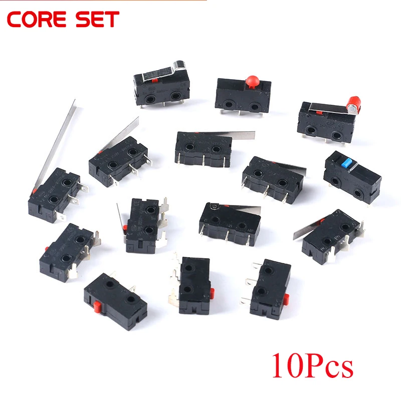 

10 PCS Micro Switch 2/3Pin NO/NC Mini Limit Switch 5A 250VAC KW11-3Z Roller Arc lever Snap Action Push Micro switches