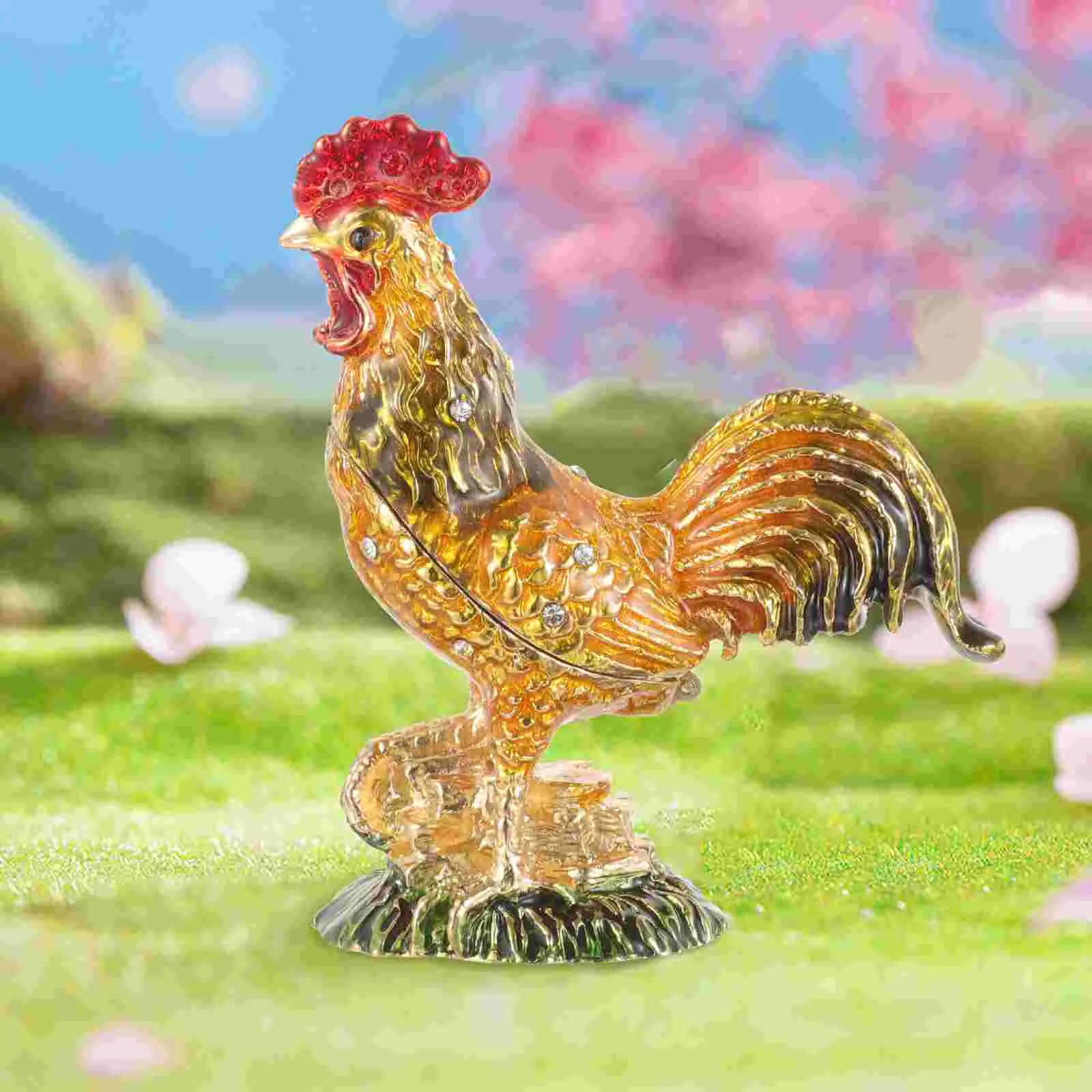 

Metal Rooster Decor Rooster Trinket Box Decorative Trinket Box Desktop Decoration