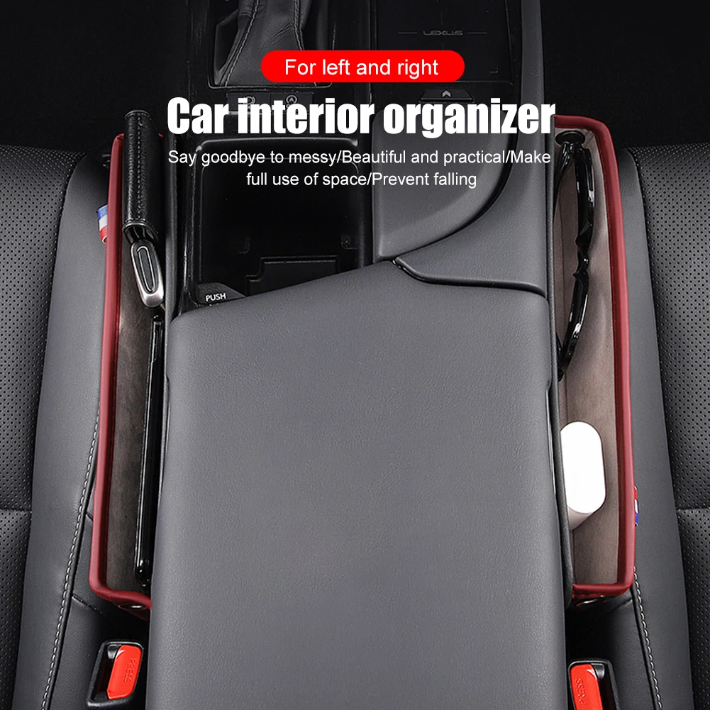 

Organizer Interior Accessories Universal Car Seat Gap Fillter Storage Box PU Leather Left&Right Seat Slit Filler Center Console