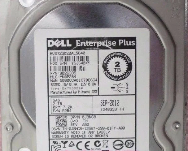 

Жесткий диск для ноутбука Dell HUS723020ALS640 2T SAS 7,2 K 6G 3,5 'J8NC8