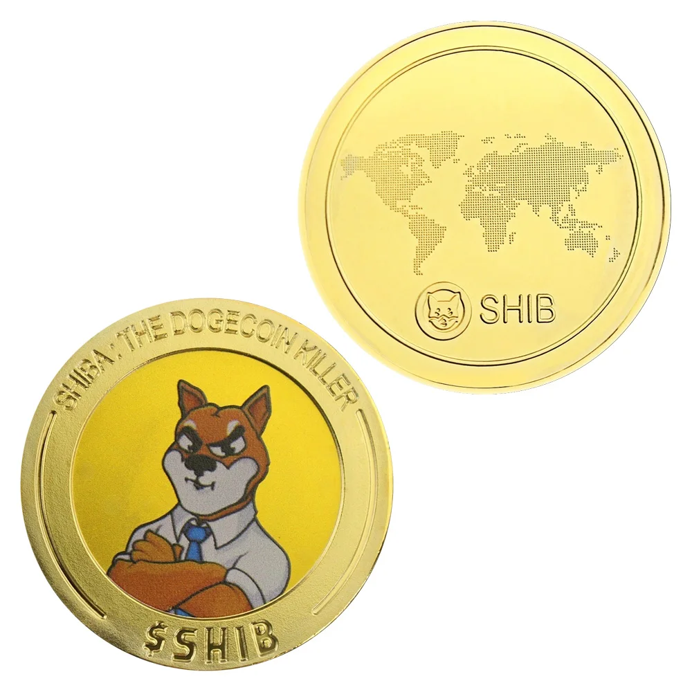 Догкоин убийца Шиба коллекционный позолоченный сувенир подарок физическая криптовалюта коллекция искусства памятная монета