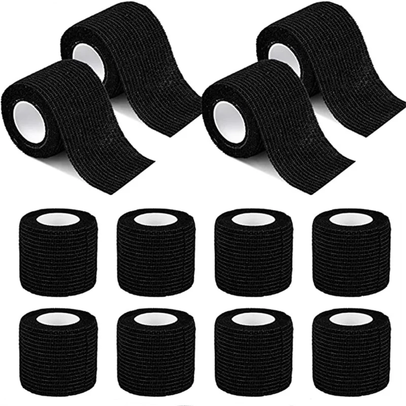 24/12/6 Pcs Black Tattoo Grip Bandage Cover Wraps Tapes Non Woven Waterproof Self Adhesive Finger Protection Tattoo Accessories
