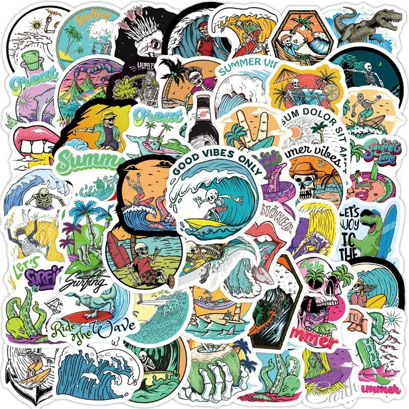

10/30/50PCS Cute Ocean Skull Sticker Aesthetic PVC Children's Decoration Scrapbooking Korean Stationery School Supplies for Kids