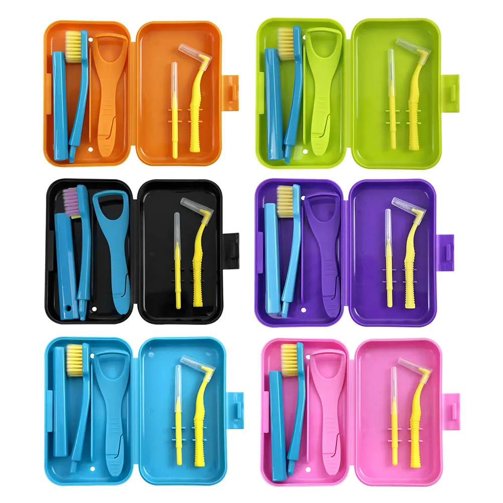 Дорожная зубная щетка набор инструментов для ортодонтической гигиены полости
