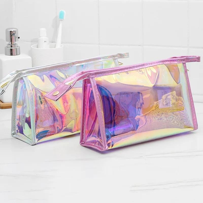 

Laser Cosmetic Bag Women Makeup Case PVC Transparent Beauty Organizer Pouch Female Jelly Bag Lady Make Up Pouch