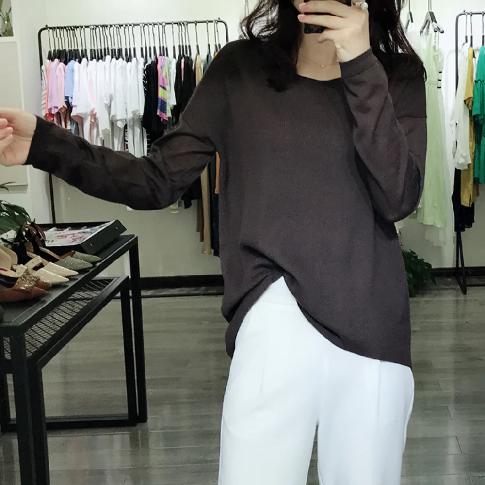 

Women Pullovers Loose and Thin Worsted 100% Wool Sweater for Women