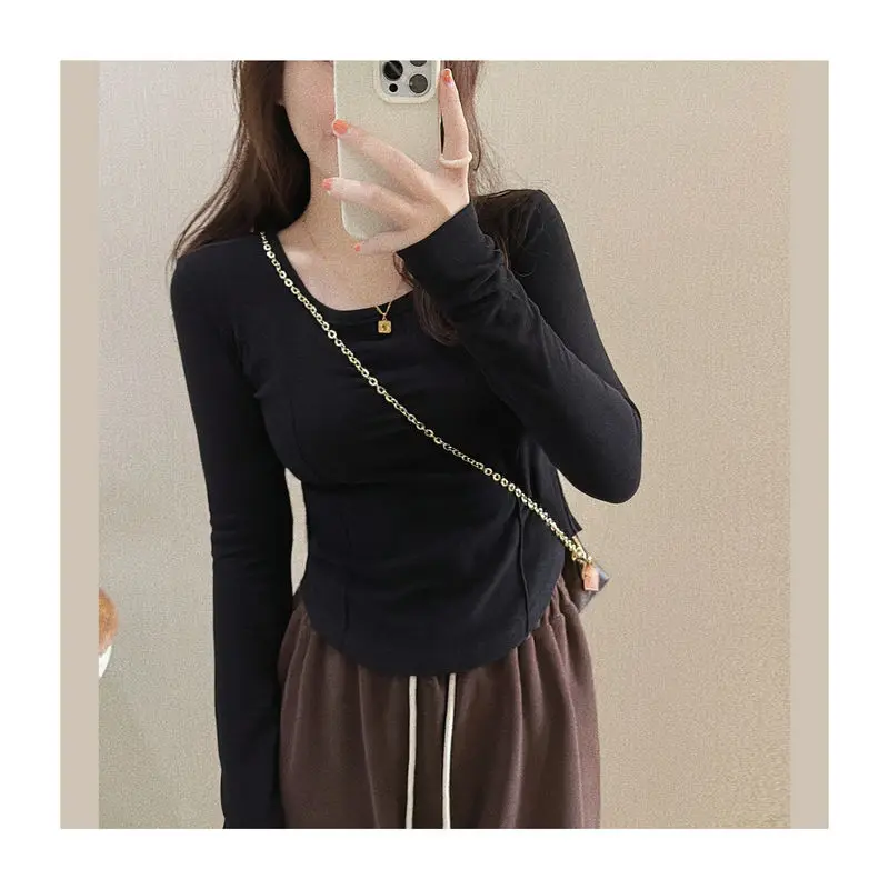 Yasuk Spring Winter Casual Pullover Women's Slim Simple Soft Warm Bottom Velvet With Chest Cushionv Thermal Underwear