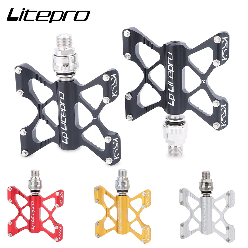 

LP Litepro Quick release Pedal Widened Non-slip ultralight Aluminum Alloy DU Sealed Bearing Folding Bike Pedals MTB Bicycle part