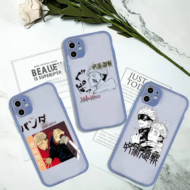 

Jujutsu Kaisen Anime Cartoon Phone Case Gray Color Matte Transparent For iPhone 13 12 11 Mini Pro Max X XR XS 7 8 Plus